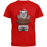 Merry Catmas Santa Christmas Cat Black T-Shirt