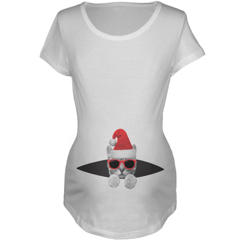 Peeking Christmas Cat Women's Maternity T-Shirt