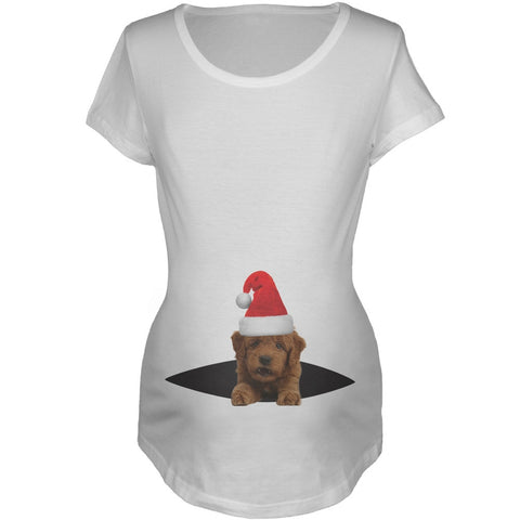 Peeking Christmas Puppy Women's Maternity T-Shirt