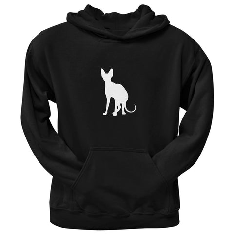 Sphynx Cat Silhouette Black Adult Pullover Hoodie