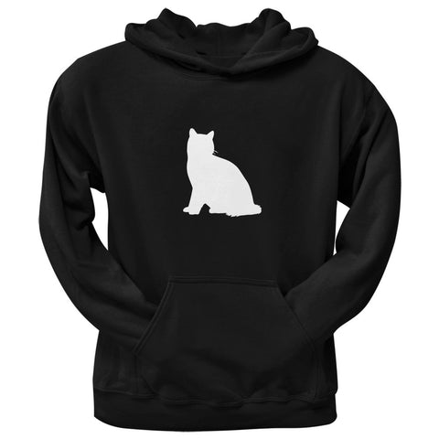 Calico Cat Silhouette Black Adult Pullover Hoodie