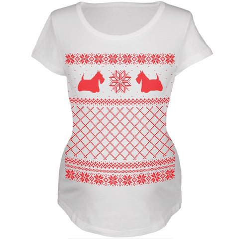 Scottish Terrier Ugly Christmas Sweater Womens Maternity T-Shirt