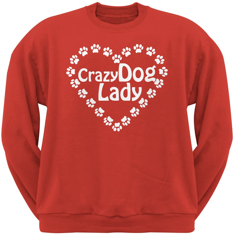 Crazy Dog Lady Paw Heart Red Crew Neck Sweatshirt