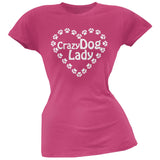 Crazy Dog Lady Paw Heart Pink Soft Juniors T-Shirt