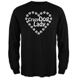 Crazy Dog Lady Paw Heart Black Adult Long Sleeve T-Shirt