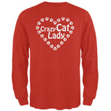 Crazy Cat Lady Paw Heart Black Adult Long Sleeve T-Shirt