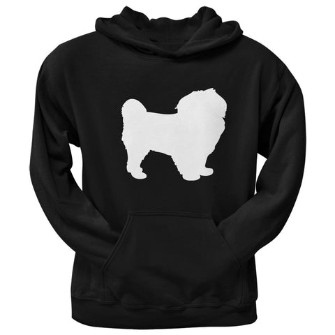 Tibetan Spaniel Silhouette Black Adult Pullover Hoodie