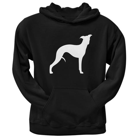 Whippet Silhouette Black Adult Pullover Hoodie