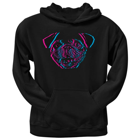 3D Pug Face Black Adult Pullover Hoodie