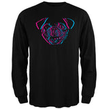 3D Pug Face Black Adult Long Sleeve T-Shirt