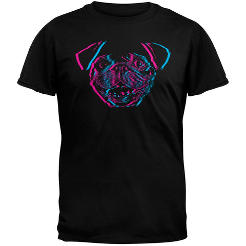 3D Pug Face Black Adult T-Shirt