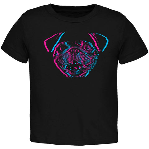3D Pug Face Black Toddler T-Shirt