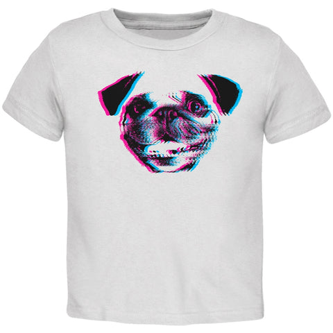 3D Pug Face White Toddler T-Shirt