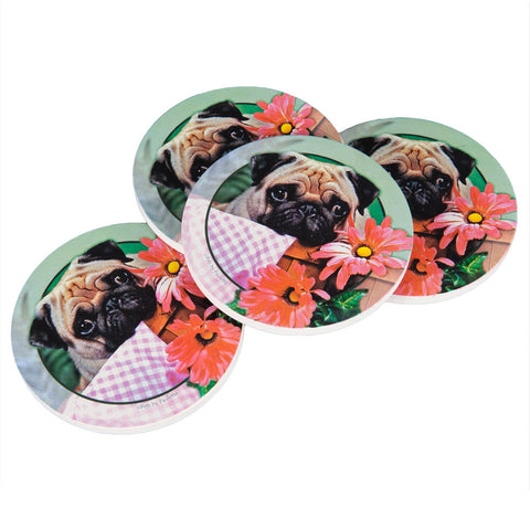 Pug Set of 4 Sandstone Coasters