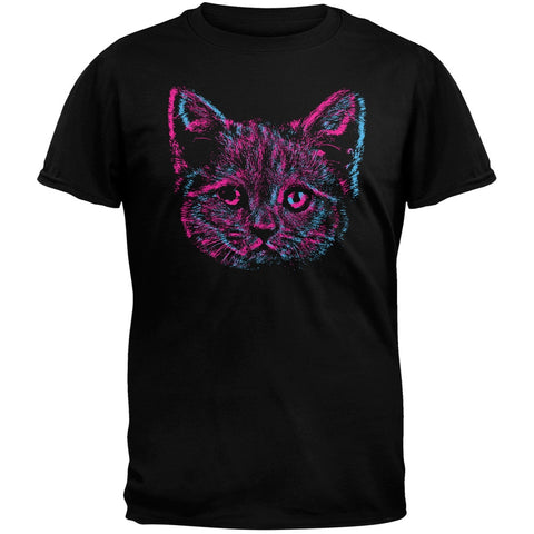 3D Cat Face Black Adult T-Shirt