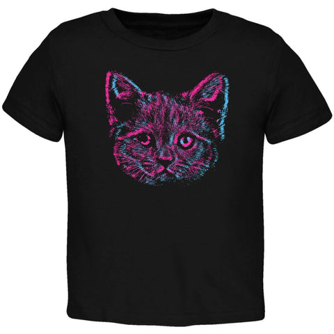 3D Cat Face Black Toddler T-Shirt