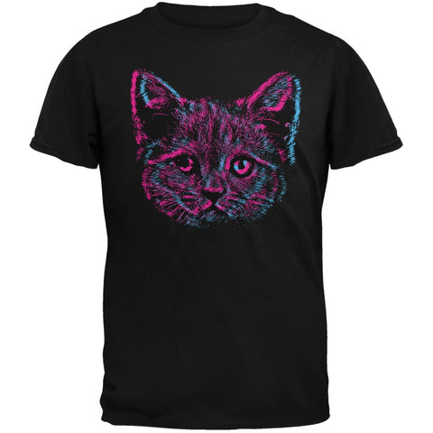 3D Cat Face Black Youth T-Shirt