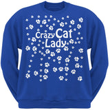 Crazy Cat Lady Paw Prints Black Adult Crew Neck Sweatshirt