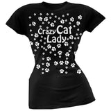 Crazy Cat Lady Paw Prints Pink Soft Juniors T-Shirt
