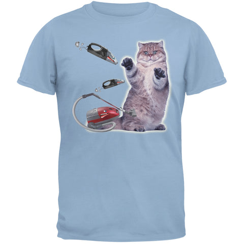 Galaxy Cat Vacuum Blue Adult T-Shirt