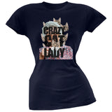 Crazy Cat Lady Navy Juniors T-Shirt