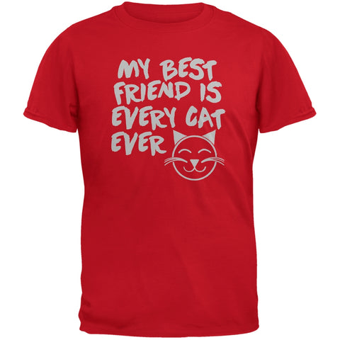 My Best Friend Is Every Cat Ever Red Adult T-Shirt