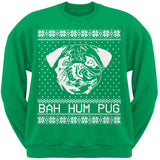 Bah Hum Pug Ugly Christmas Sweater Black Adult Crew Neck Sweatshirt