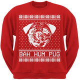 Bah Hum Pug Ugly Christmas Sweater Black Adult Crew Neck Sweatshirt