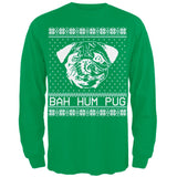 Bah Hum Pug Ugly Christmas Sweater Black Adult Long Sleeve T-Shirt