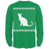 Big Cat Ugly Christmas Sweater Black Long Sleeve T-Shirt