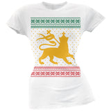 Lion of Judah Ugly Christmas Sweater Black Soft Juniors T-Shirt