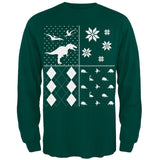 Dinosaurs Festive Blocks Ugly Christmas Sweater Black Adult Long Sleeve T-Shirt