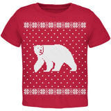 Big Polar Bear Ugly Christmas Sweater Black Toddler T-Shirt
