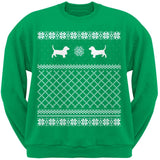 Basset Hound Black Adult Ugly Christmas Sweater Crew Neck Sweatshirt