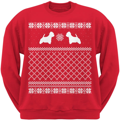 Westie Red Adult Ugly Christmas Sweater Crew Neck Sweatshirt