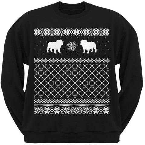 Bulldog Black Adult Ugly Christmas Sweater Crew Neck Sweatshirt