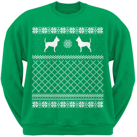 Chihuahua Green Adult Ugly Christmas Sweater Crew Neck Sweatshirt