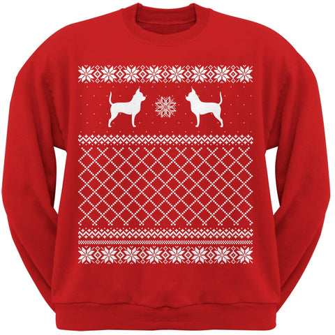 Chihuahua Red Adult Ugly Christmas Sweater Crew Neck Sweatshirt