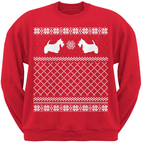 Scottish Terrier Red Adult Ugly Christmas Sweater Crew Neck Sweatshirt