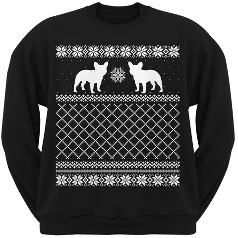 French Bulldog Black Adult Ugly Christmas Sweater Crew Neck Sweatshirt