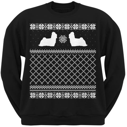 Maltese Black Adult Ugly Christmas Sweater Crew Neck Sweatshirt