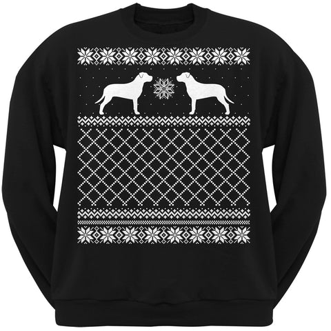 Pit Bull Terrier Black Adult Ugly Christmas Sweater Crew Neck Sweatshirt
