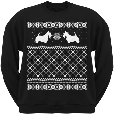 Scottish Terrier Black Adult Ugly Christmas Sweater Crew Neck Sweatshirt