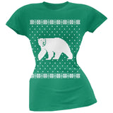 Big Polar Bear Ugly Christmas Sweater Black Soft Juniors T-Shirt