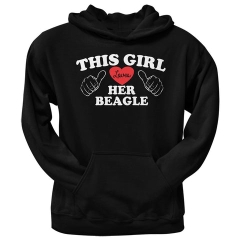 Valentine's Day - This Girl Loves Her Beagle Black Adult Pullover Hoodie