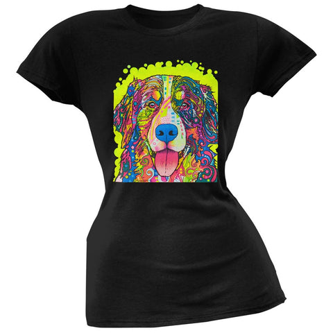 Bernese Mountain Dog Neon Black Light Juniors T-Shirt