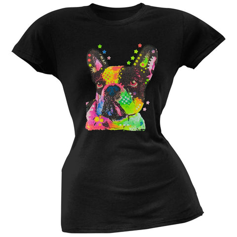 French Bulldog Neon Black Light Juniors T-Shirt