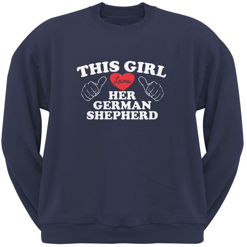 This Girl Loves Her German Shepherd Navy Adult Crew Neck Sweatshirt