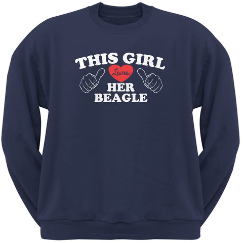 This Girl Loves Her Beagle Navy Adult Crew Neck Sweatshirt