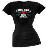 This Girl Loves Her Boxer Black Soft Juniors T-Shirt
